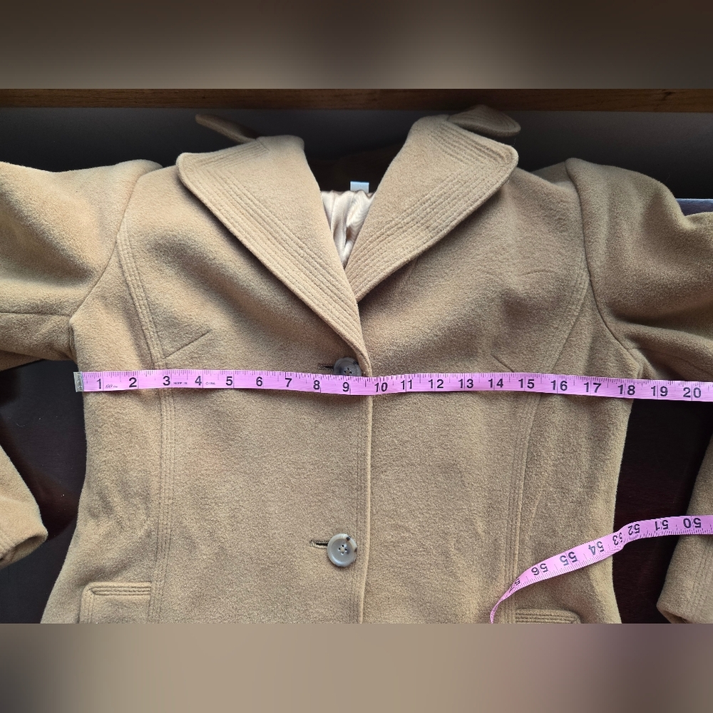 Banana Republic Camel Wool Blend Tailored Long Coat - Size Large - Picture 7 of 11